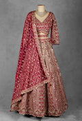 Crimson Red Embroidered Bridal Lehenga