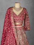 Crimson Red Embroidered Bridal Lehenga