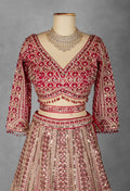 Crimson Red Embroidered Bridal Lehenga