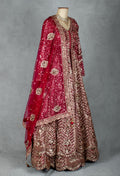 Ruby Red Anarkali Style Bridal Lehenga