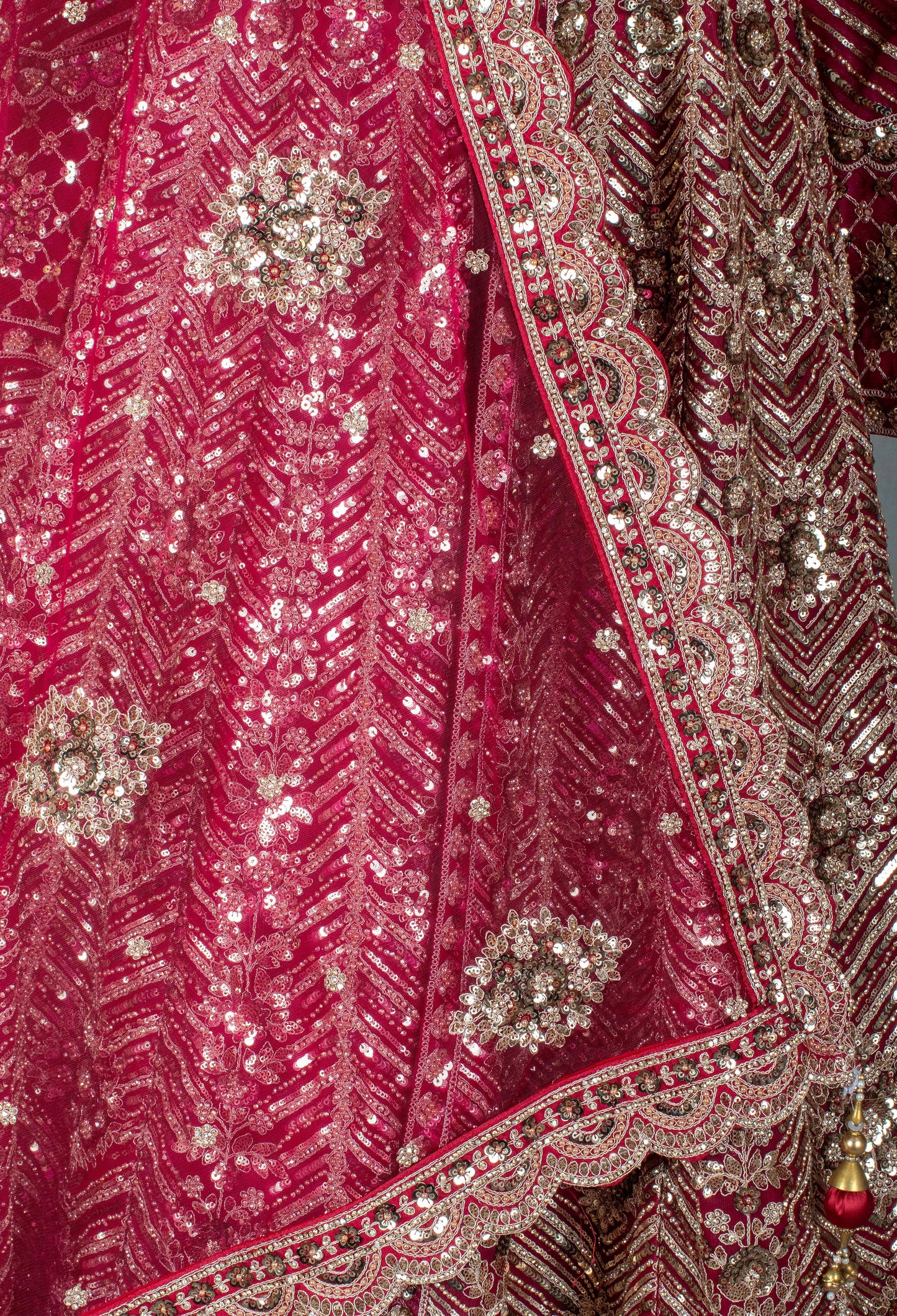 Ruby Red Anarkali Style Bridal Lehenga