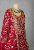 Bridal Red Gown with Heavy Zari & Sequin Embroidery – Floor-Length Anarkali Sty