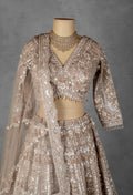 Champagne Gold Heavy Embroidered Bridal Lehenga Set with Sequin and Zari Work