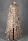 Champagne Gold Heavy Embroidered Bridal Lehenga Set with Sequin and Zari Work
