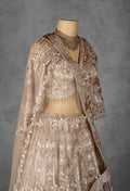 Champagne Gold Heavy Embroidered Bridal Lehenga Set with Sequin and Zari Work