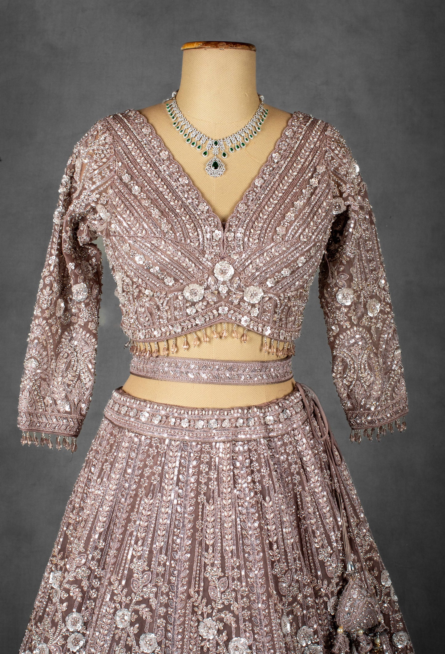 Dusty Rose Embroidered Bridal Lehenga