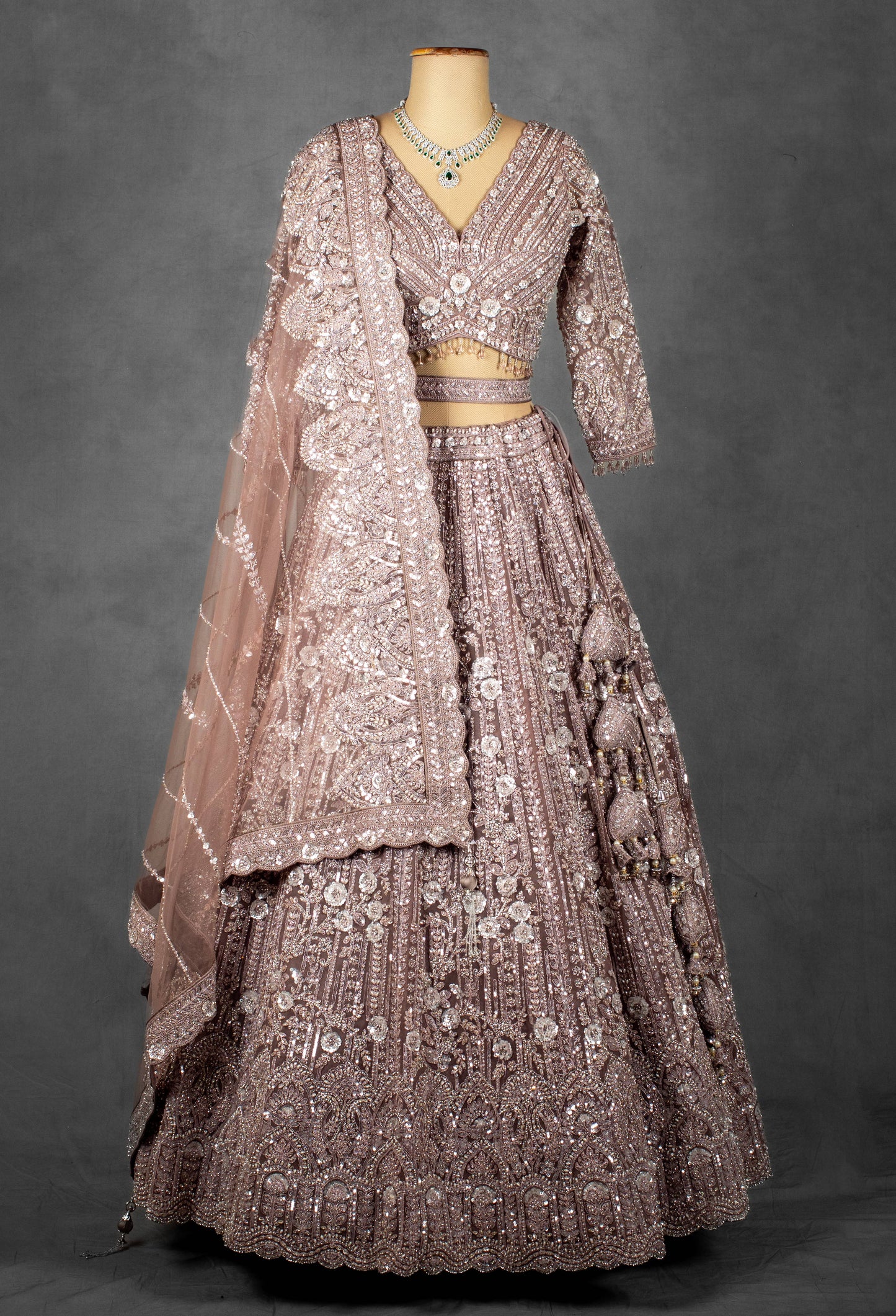 Dusty Rose Embroidered Bridal Lehenga
