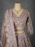 Dusty Rose Embroidered Bridal Lehenga