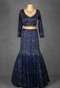 Navy Blue Sequin Embellished Lehenga