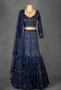 Navy Blue Sequin Embellished Lehenga