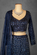 Navy Blue Sequin Embellished Lehenga