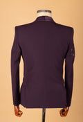 Plum Embellished Suit with Satin Lapel and Shoulder Beadwork