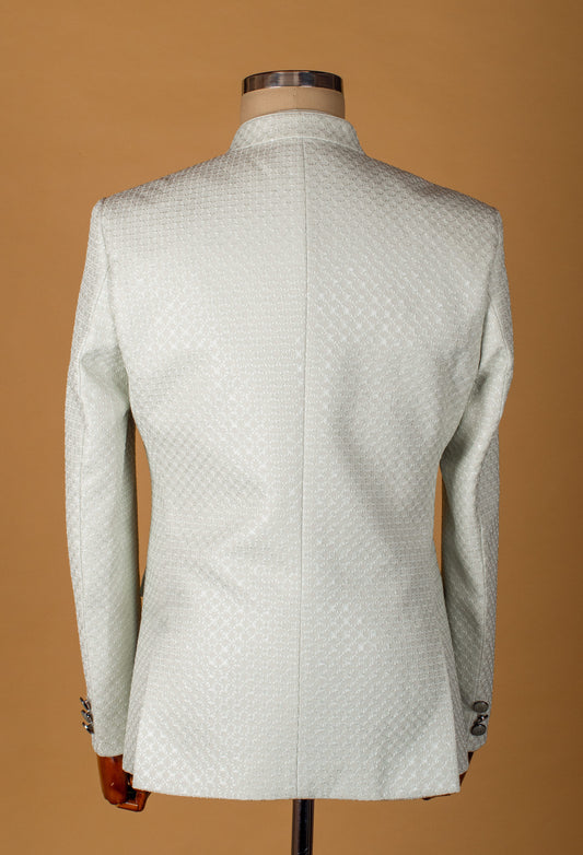 Mint green textured Bandhgala suit for men – product image 2