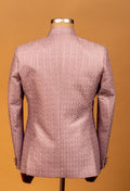 Dusty Lilac Textured Bandhgala Suit with Subtle Metallic Detailing