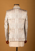 Beige and Silver Embroidered Sherwani with Mirror Work