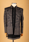 Black Embroidered Sherwani with Metallic Detailing