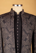 Black Embroidered Sherwani with Metallic Detailing