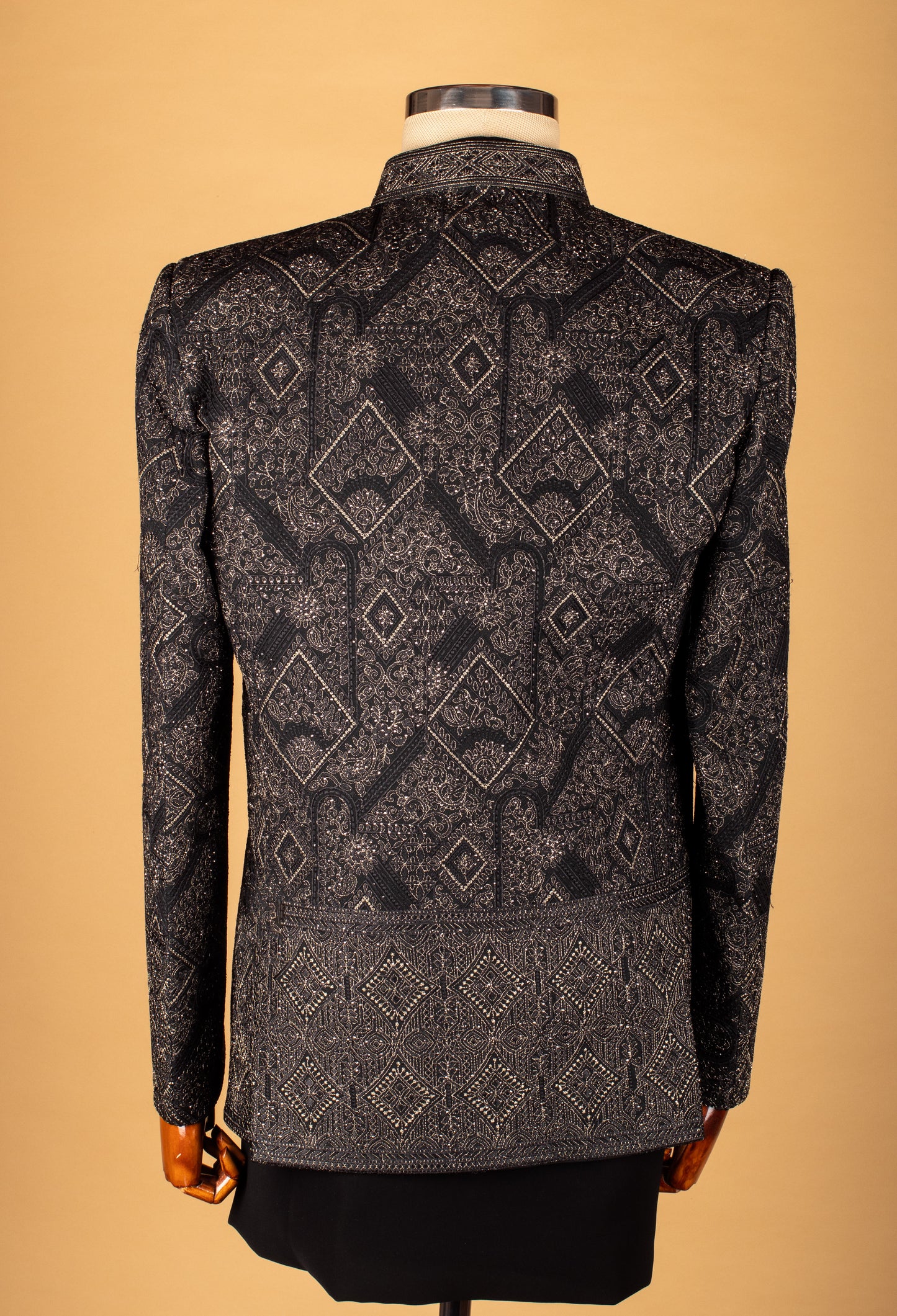 Black Embroidered Sherwani with Metallic Detailing