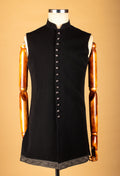 Black Embroidered Sherwani with Metallic Detailing