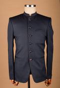 Midnight Navy Classic Bandhgala Suit with Statement Buttons