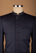 Midnight Navy Classic Bandhgala Suit with Statement Buttons