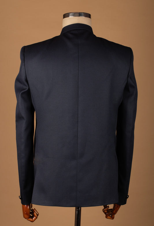 Midnight Navy Classic Bandhgala Suit with Statement Buttons