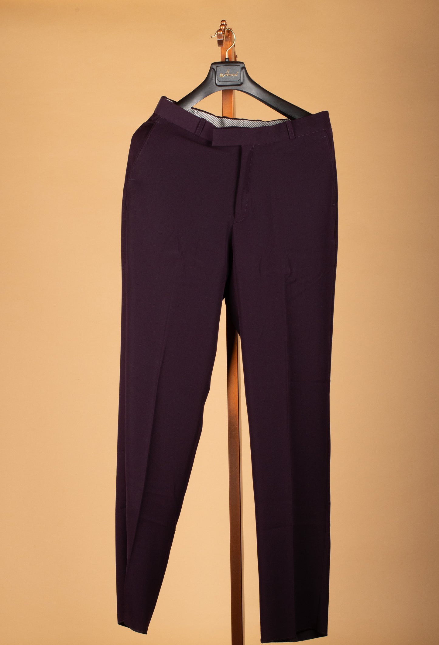 Plum Embellished Suit with Satin Lapel and Shoulder Beadwork