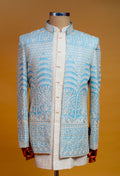 Powder Blue Hand-Embroidered Sherwani