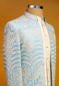 Powder Blue Hand-Embroidered Sherwani