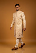 Ivory Hand-Embroidered Zardosi Sherwani