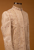 Ivory Hand-Embroidered Zardosi Sherwani