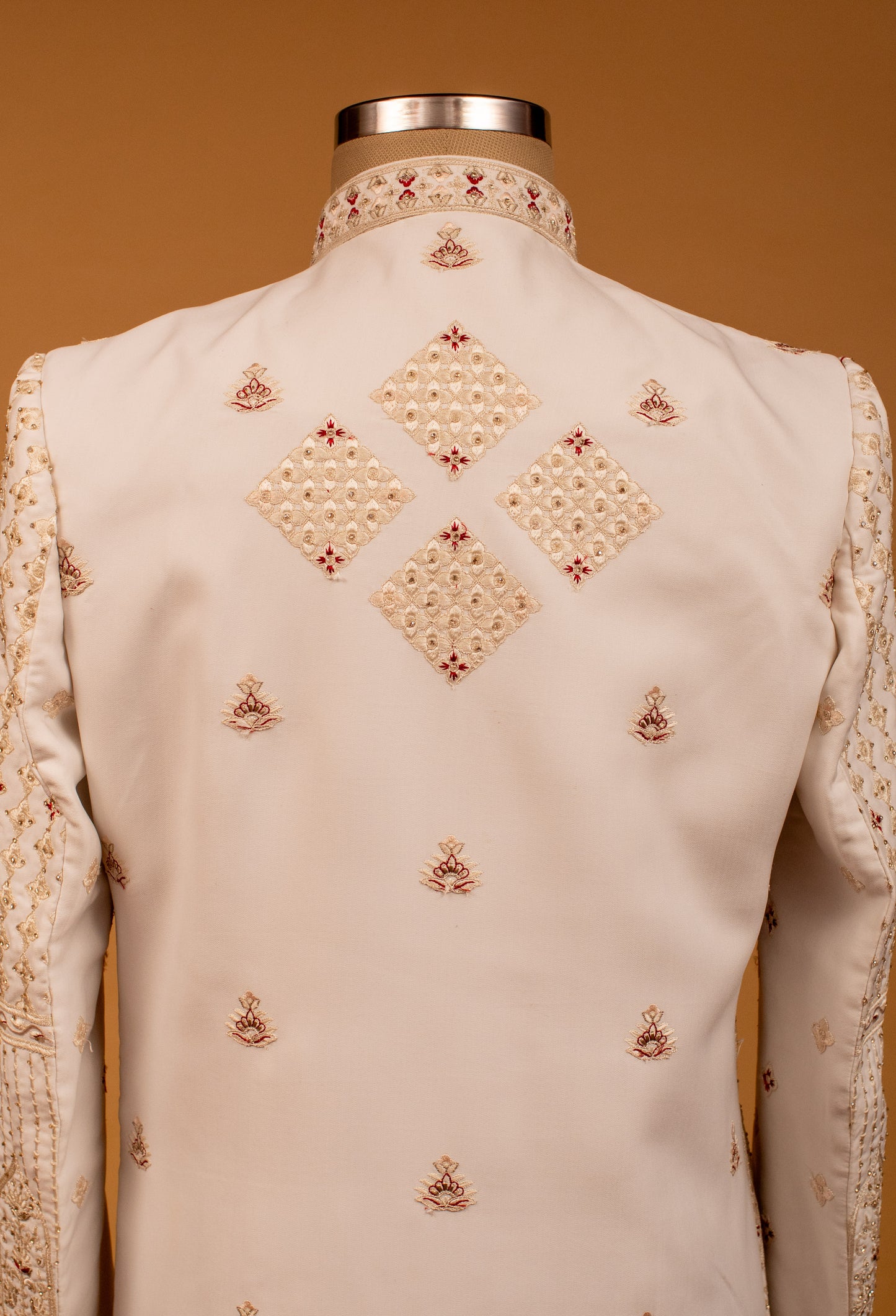 Ivory Hand-Embroidered Zardosi Sherwani