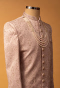 Rose Gold Embroidered Sherwani with Pearl Detailing