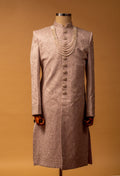 Rose Gold Embroidered Sherwani with Pearl Detailing