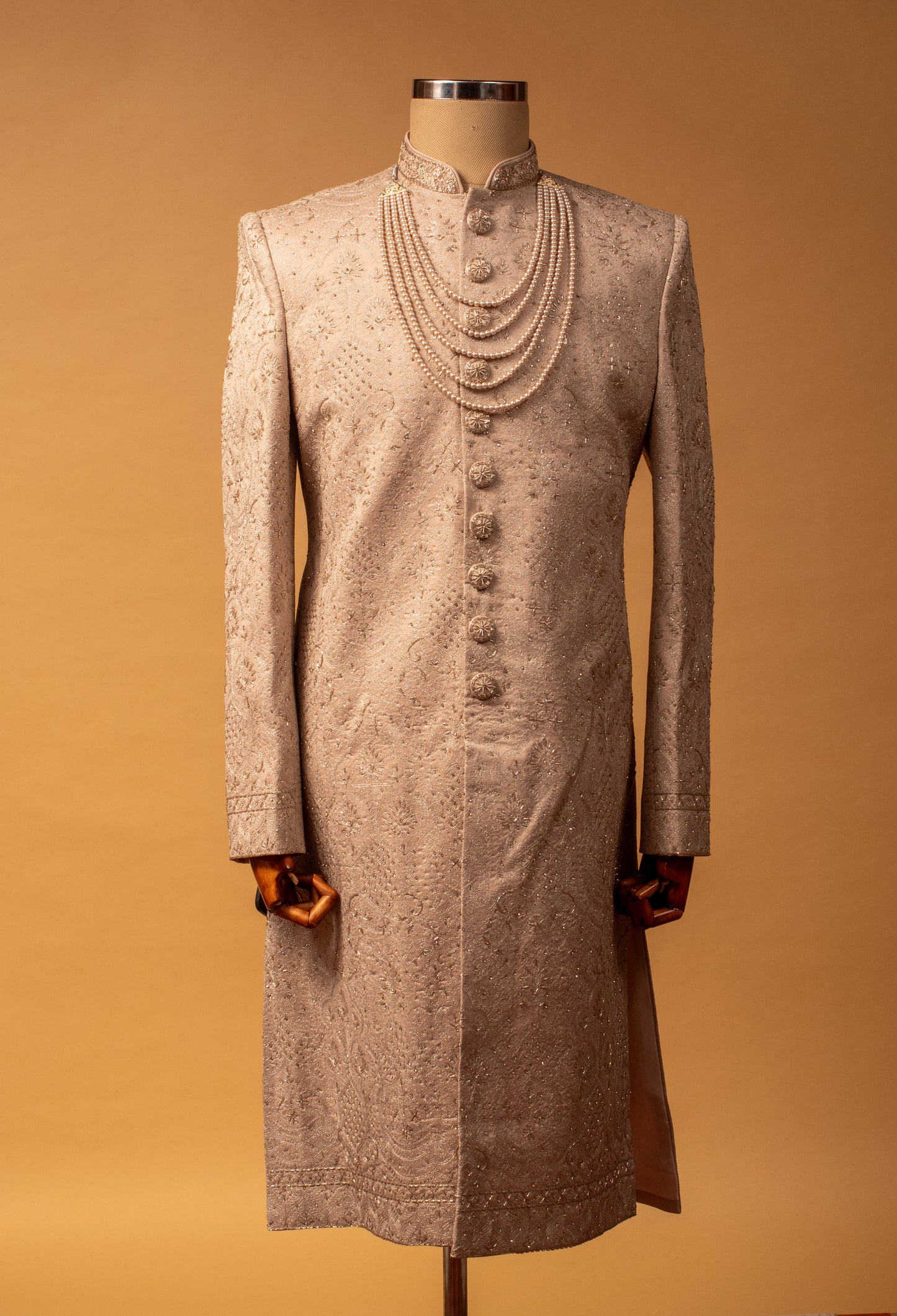 Champagne Gold Hand-Embroidered Sherwani