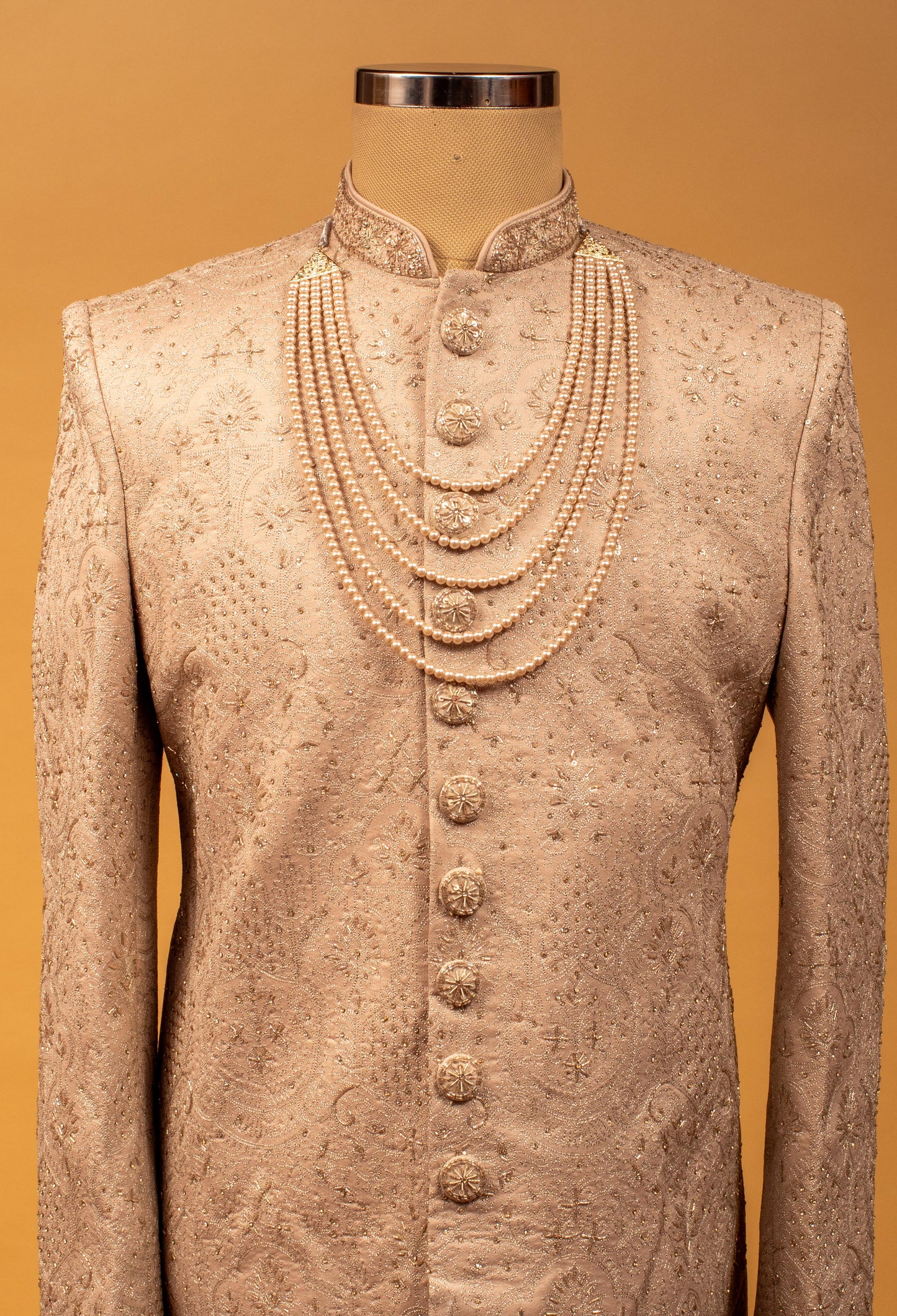 Champagne Gold Hand-Embroidered Sherwani