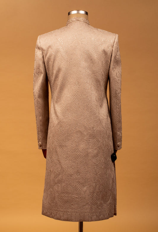 Champagne gold hand-embroidered sherwani for men – alternate view 2