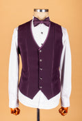 Plum Embellished Suit with Satin Lapel and Shoulder Beadwork