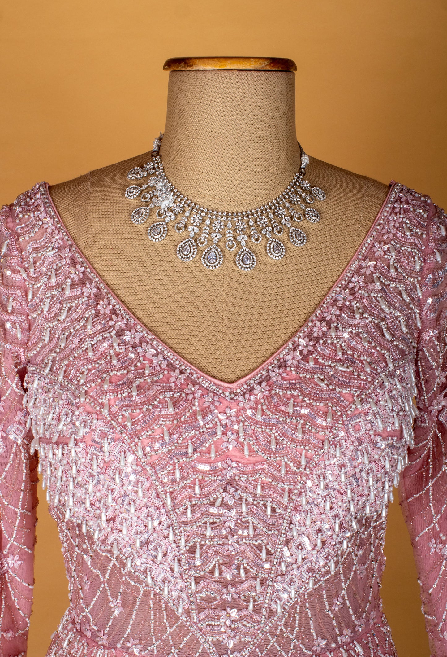 Blush Pink Hand-Embellished Net Gown