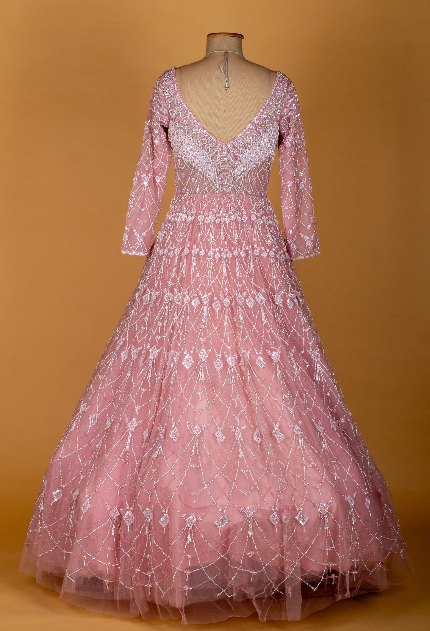 Blush Pink Hand-Embellished Net Gown