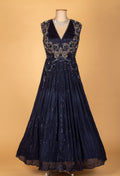 Navy Blue Sequin Embellished Gown