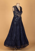 Navy Blue Sequin Embellished Gown