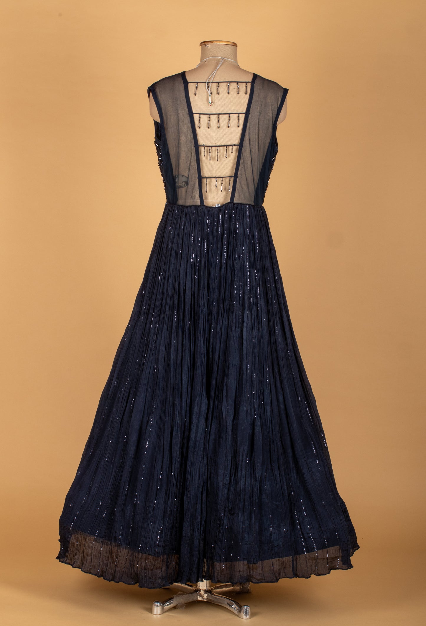 Navy Blue Sequin Embellished Gown