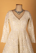 Ivory Hand-Embroidered Bridal Anarkali Set with Dupatta