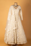 Ivory Hand-Embroidered Bridal Anarkali Set with Dupatta