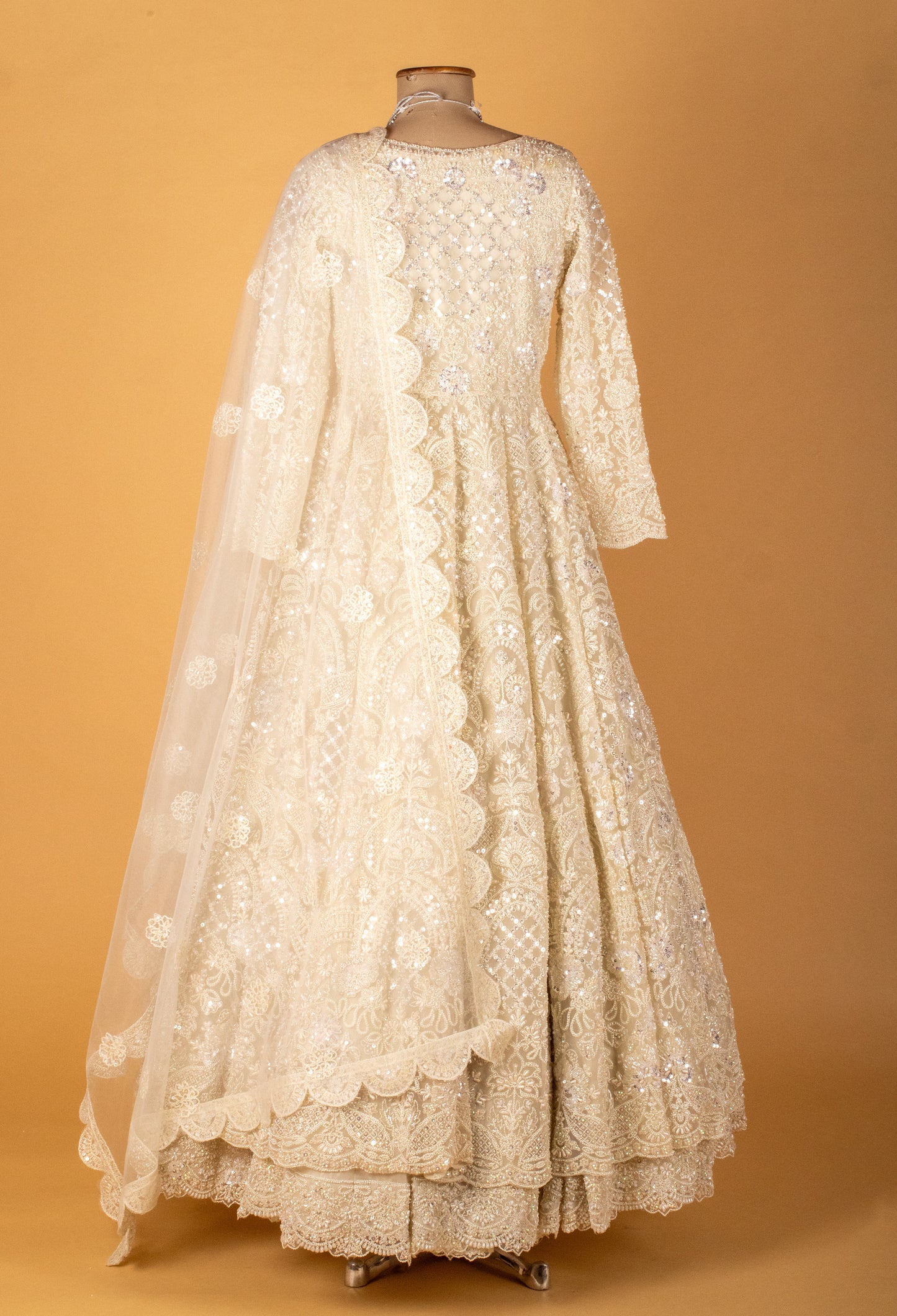 Ivory Hand-Embroidered Bridal Anarkali Set with Dupatta