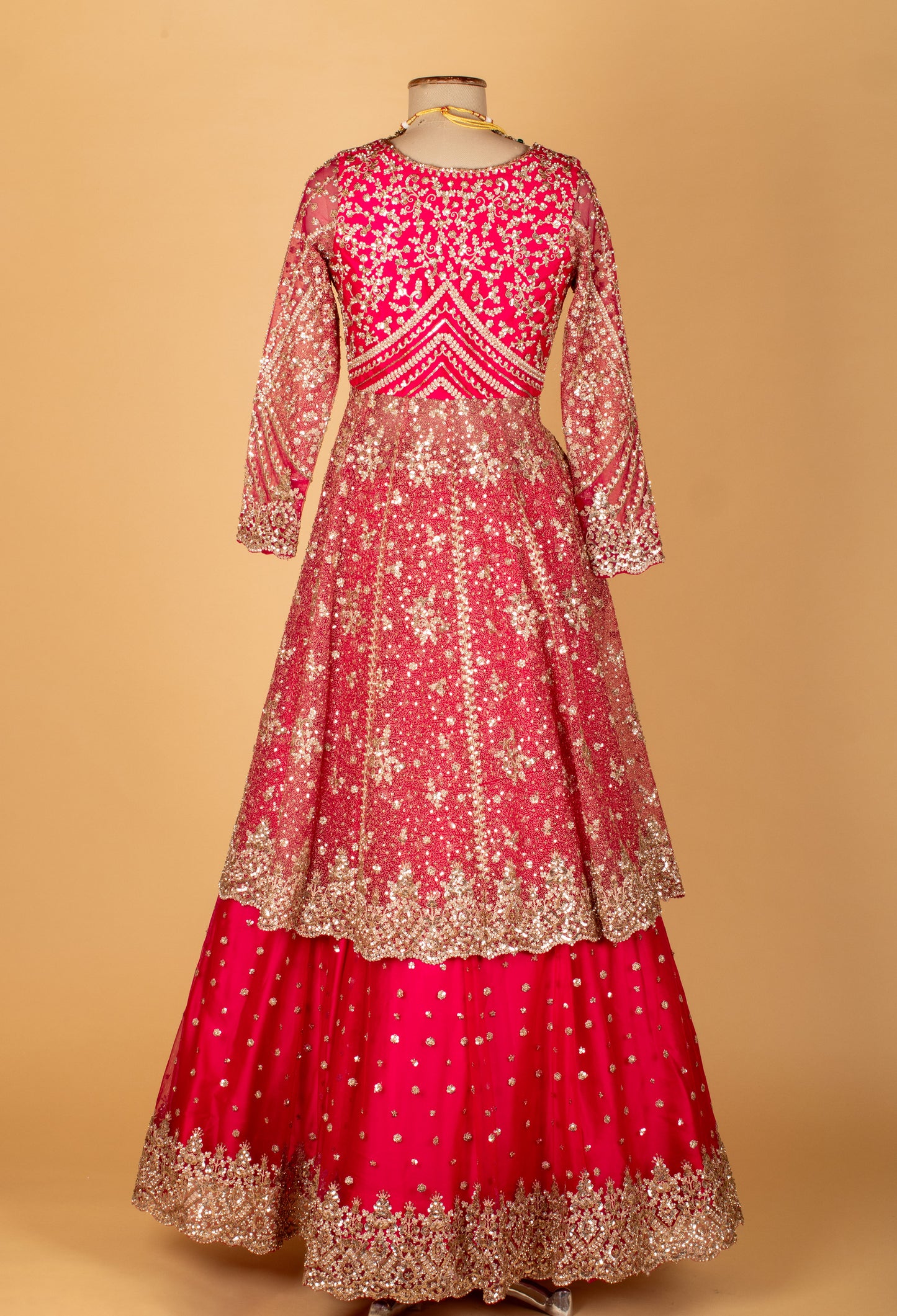 Crimson Red Embroidered Crop Top Lehenga Set with Sequin Dupatta by Asma