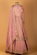 Blush Pink Embroidered Crop Top Lehenga Set with Sequin Dupatta