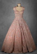 Blush Pink Hand-Embellished Ball Gown with Crystal and Sequin Detailing