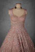 Blush Pink Hand-Embellished Ball Gown with Crystal and Sequin Detailing